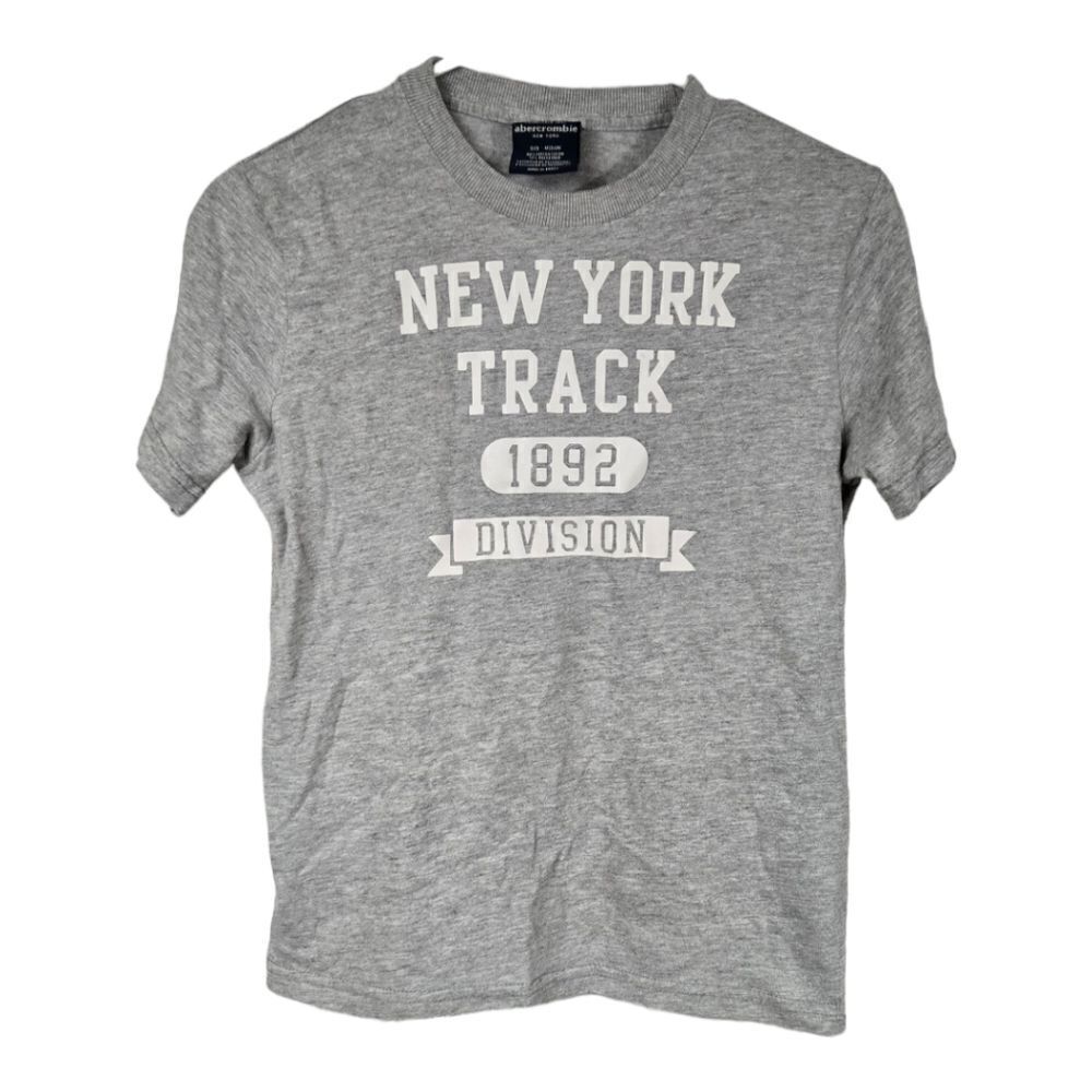 Abercrombie Kids Gray T-Shirt New York Track Tee Boys Medium 8/10 Casual Shirt